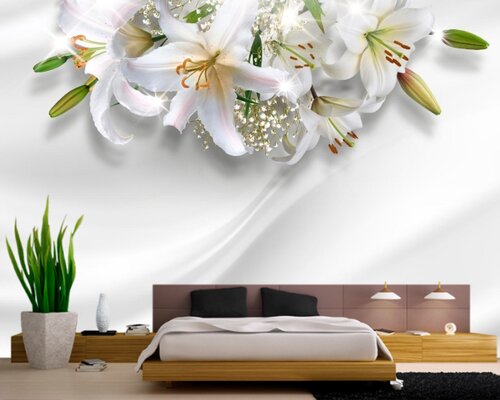 3D Изящные лилии на шелке 3D Изящные лилии на шелке