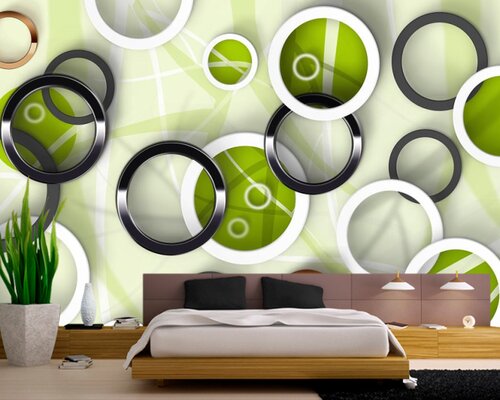 Разноцветные кольца на салатовом фоне Разноцветные кольца на салатовом фоне