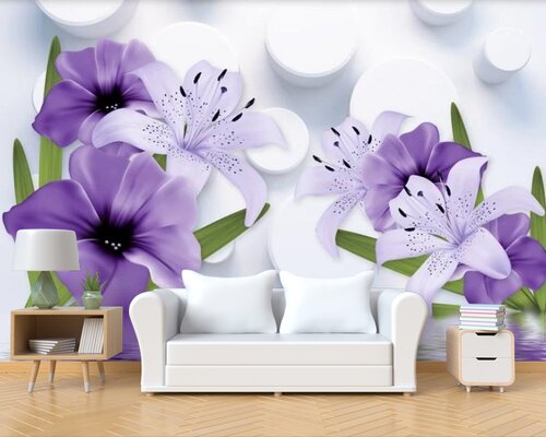 3D Фиалки и белые лилии 3D Фиалки и белые лилии