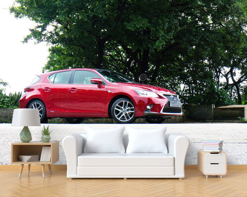 Красный Лексус на дороге Красный Лексус на дороге