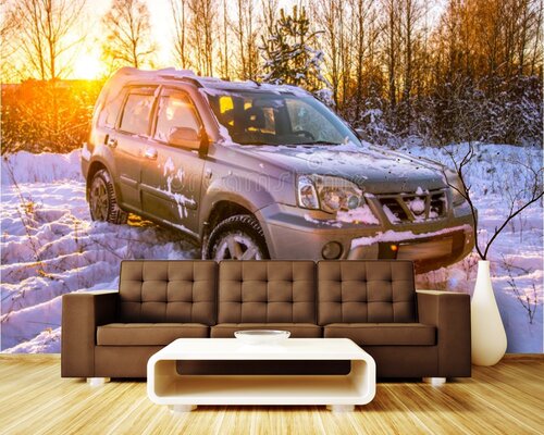 Внедорожник на зимней дороге Внедорожник на зимней дороге