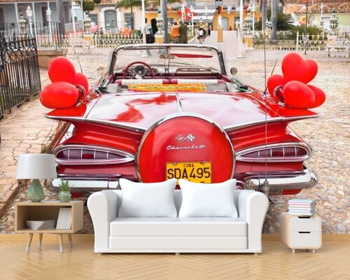 Красное ретро с воздушными сердечками Красное ретро с воздушными сердечками