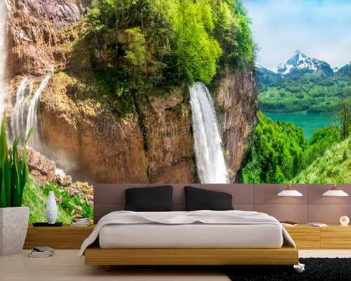 Водопад в горах Швейцарии Водопад в горах Швейцарии