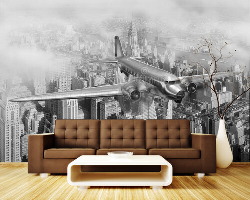 Летящий самолет над Манхэттеном Летящий самолет над Манхэттеном