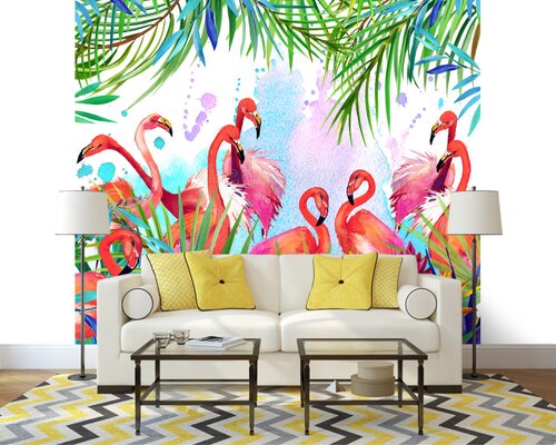 Стая розовых фламинго Стая розовых фламинго