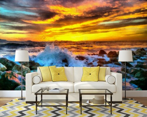 Оранжевый закат над морем Оранжевый закат над морем