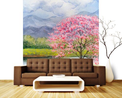 Цветущее дерево на берегу Цветущее дерево на берегу