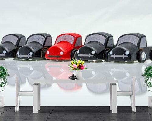 Черные и одна красная машинка Черные и одна красная машинка