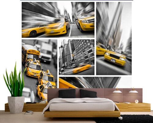 Коллаж — желтое такси Нью-Йорка Коллаж — желтое такси Нью-Йорка