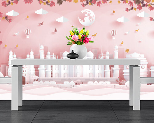 Восточный дворец на розовом фоне Восточный дворец на розовом фоне