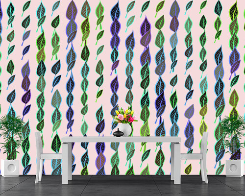 Фон с фиолетовыми и зелеными листьями Фон с фиолетовыми и зелеными листьями