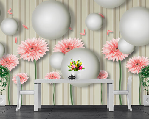 Герберы и белые шары Герберы и белые шары