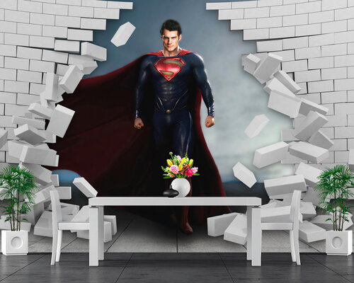 Супер Человек в стене Супер Человек в стене