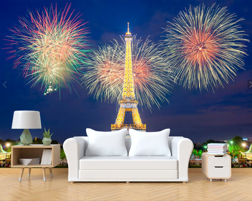 Эйфелева башня на фоне фейерверков Эйфелева башня на фоне фейерверков