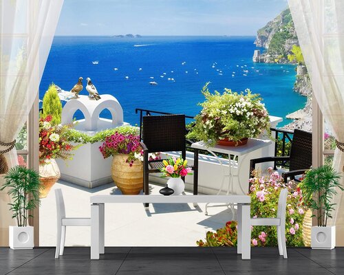 Голубки на греческом балконе Голубки на греческом балконе