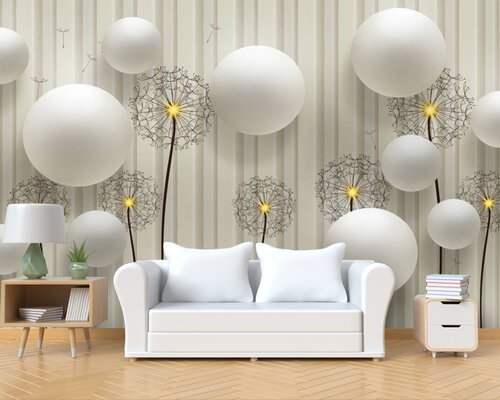 Одуванчики и шары на стене Одуванчики и шары на стене