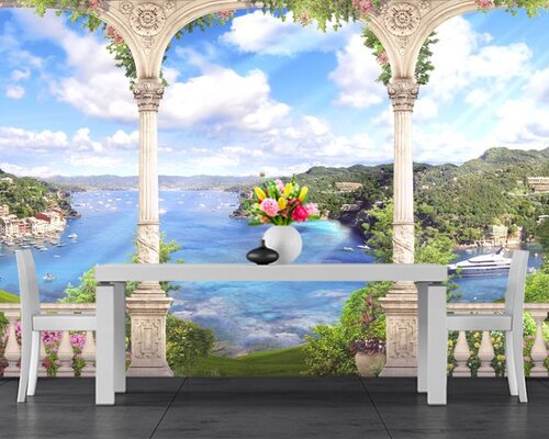 Вид на летнюю морскую бухту Вид на летнюю морскую бухту