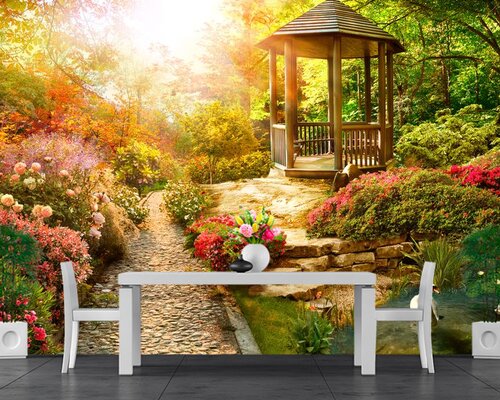 Небольшая беседка в японском саду Небольшая беседка в японском саду