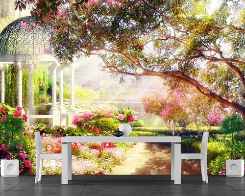 Солнечные лучи в белой беседке Солнечные лучи в белой беседке