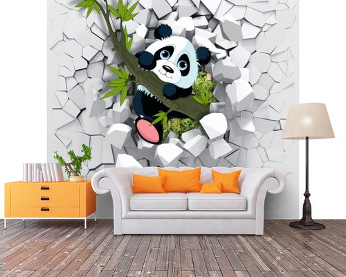 3D Малыш панды на бамбуке 3D Малыш панды на бамбуке