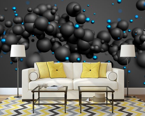 Абстракция черные шары в темноте Абстракция черные шары в темноте