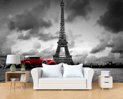 Ретро авто на фоне Эйфелевой башни Ретро авто на фоне Эйфелевой башни