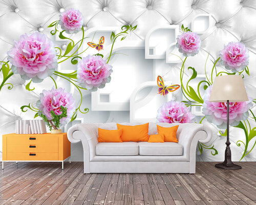 3D Розовые пионы на белом 3D Розовые пионы на белом