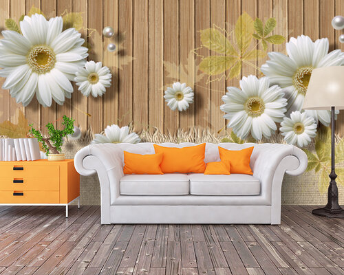 3D Ромашки в окружении жемчуга 3D Ромашки в окружении жемчуга