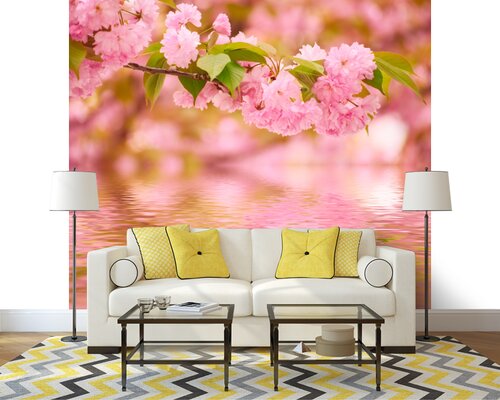 Ветка сакуры над водой Ветка сакуры над водой