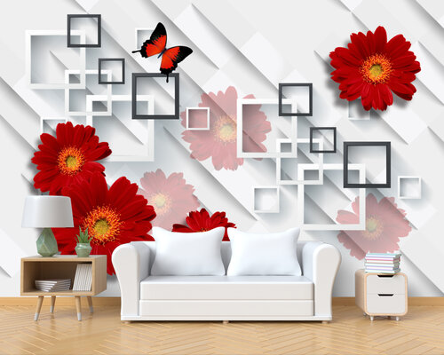 3D Герберы на объемном панно 3D Герберы на объемном панно