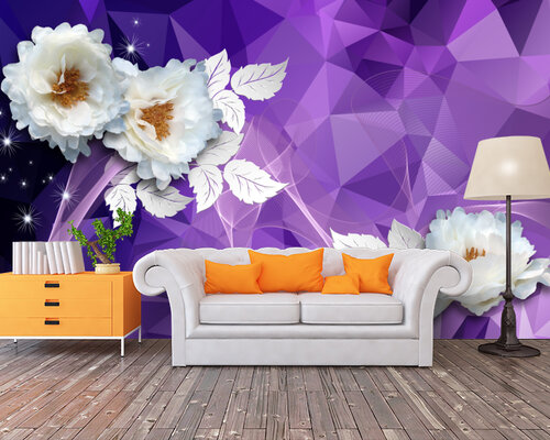 3D Хризантемы с фиолетовой абстракцией 3D Хризантемы с фиолетовой абстракцией