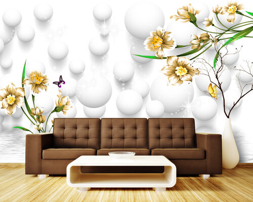 3D Ветки цветов и шары 3D Ветки цветов и шары