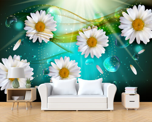 3D Ромашки на бирюзе 3D Ромашки на бирюзе