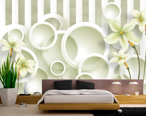 3D Белые круги на фоне полос 3D Белые круги на фоне полос