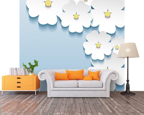 3D Абстракция с белыми цветами 3D Абстракция с белыми цветами