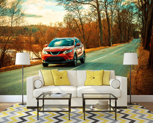 Красная машина и асфальт Красная машина и асфальт