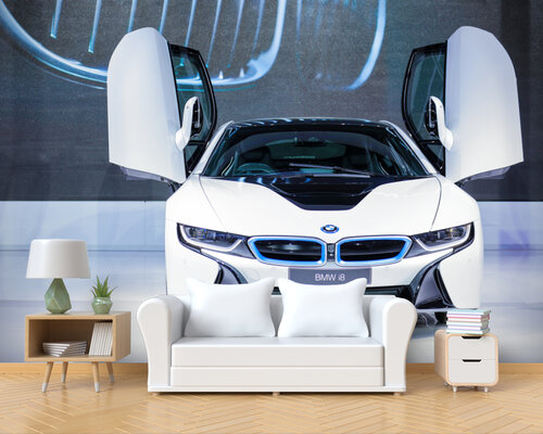 Белый БМВ на мотор-шоу Белый БМВ на мотор-шоу