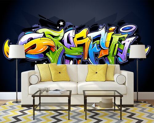 Цветное граффити на темном Цветное граффити на темном