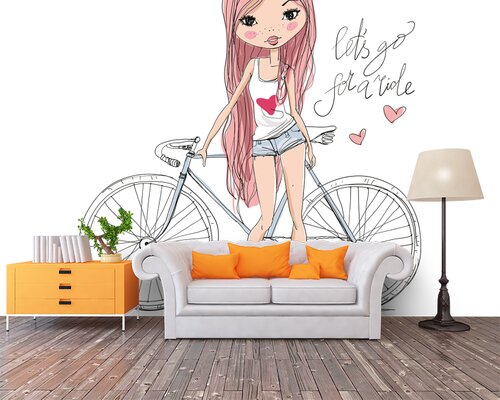 Парижская девушка с велосипедом Парижская девушка с велосипедом